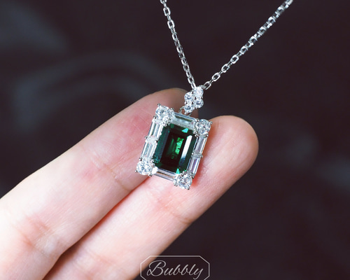 極上の輝き】高炭素ダイヤモンド ネックレス エメラルドカット