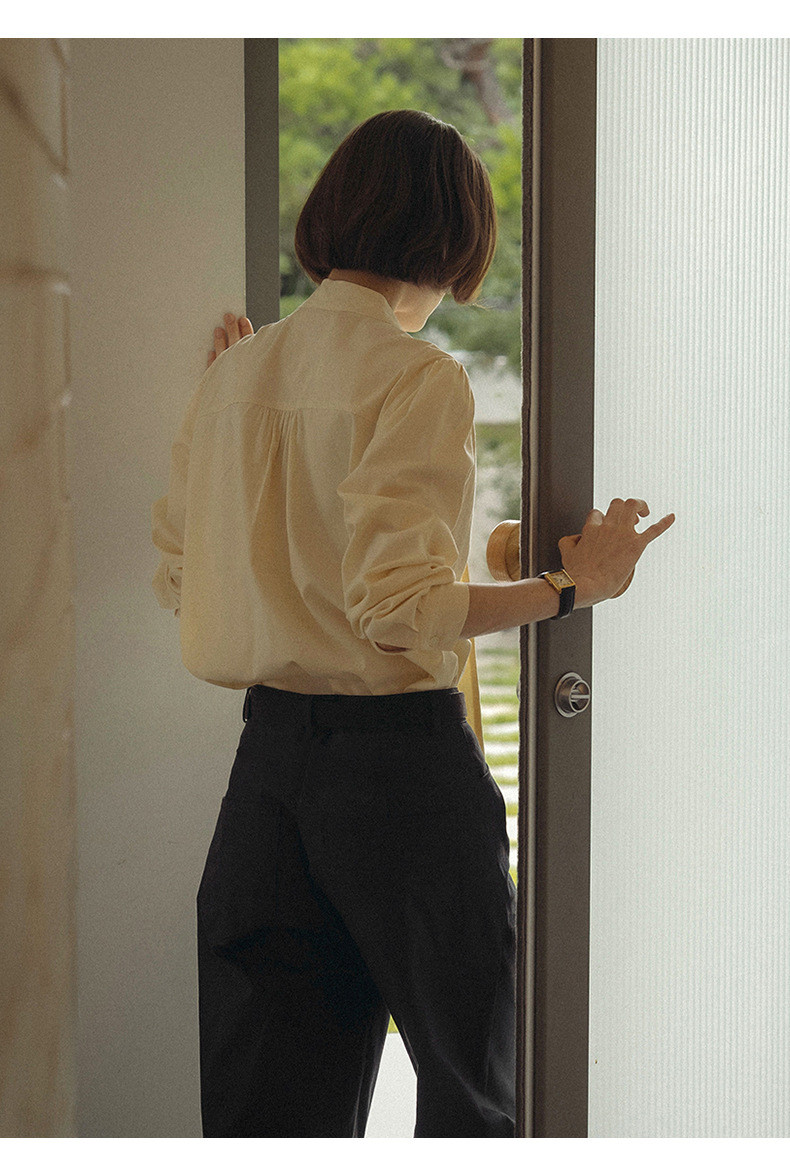 100%コットン生地ロングパンツ レトロストレートパンツ