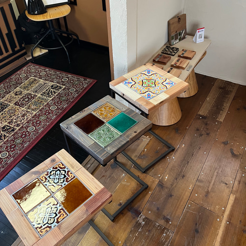 29cm角] サイドテーブル タイルテーブル ベトナム ヴィンテージタイル