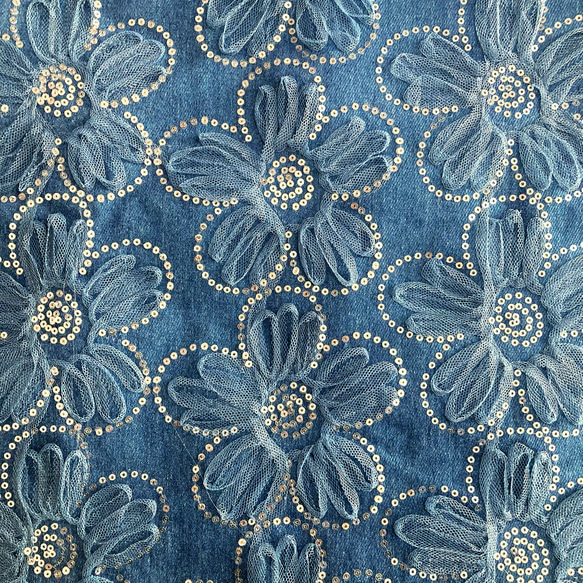 デニムリメイク☆レトロクラシックお花付シャビータグ✨️革タグ デニムリメイク☆レトロクラシックお花付シャビータグ✨️革タグ