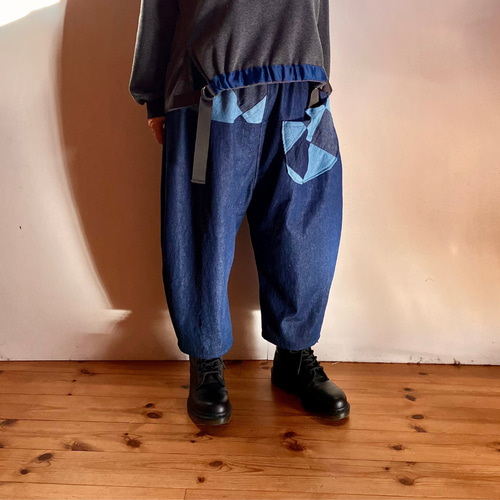 ぽっちゃりさん⭐️デニムパンツ⭐️サルエルパンツ⭐️パッチワーク