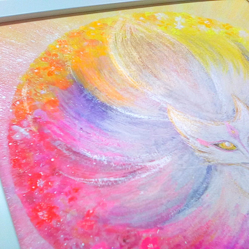 風水開運絵画　九色九尾狐 きつね スピリチュアル　光狐　大願成就　正財金運　稲荷 風水絵画 九色九尾狐 きつね 光狐 大願成就 正財 稲荷 平和 繁栄