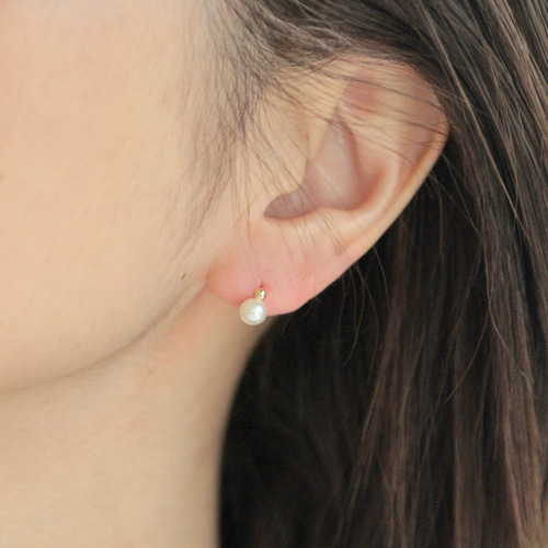 k10. k18 half circle 淡水パールpierce ピアス（スタッド・一粒