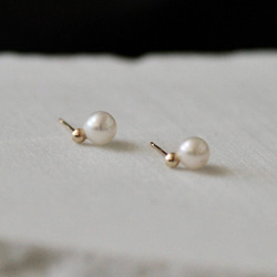 k10. k18 half circle 淡水パールpierce ピアス（スタッド・一粒