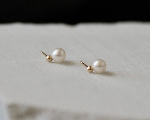 k10. k18 half circle 淡水パールpierce ピアス（スタッド・一粒