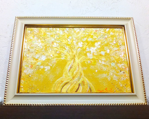 風水絵画 ウェルカムゴールド＊光の豊樹 幸せの招財樹 金を