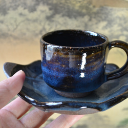 再入荷！】コーヒーカップ＋リーフ皿(コスモブルー) カップ