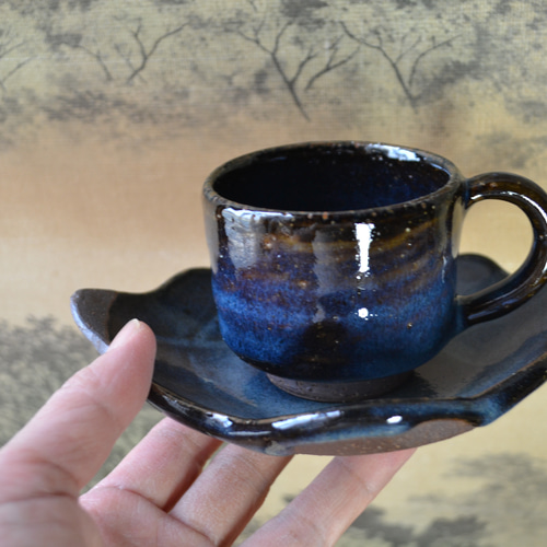 再入荷！】コーヒーカップ＋リーフ皿(コスモブルー) カップ＆ソーサー