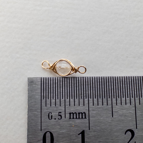 6個＊ 天然石 パーツ 水晶 ワイヤーラッピング コネクター 金
