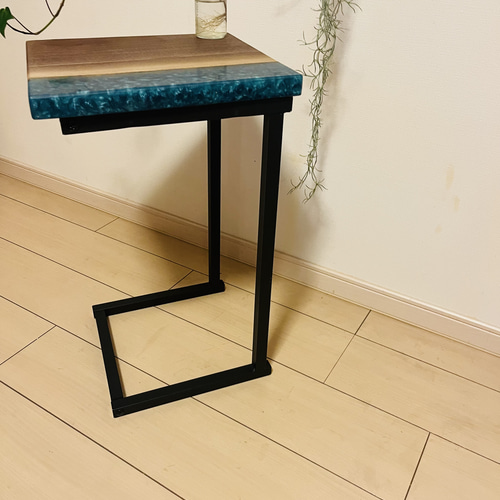 ブラックウォールナット　サイドテーブル　レジンテーブル　ソファテーブル ソファテーブル レジンテーブル ブラックウォールナット サイド