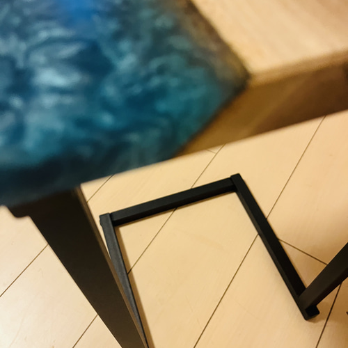 ソファテーブル レジンテーブル ブラックウォールナット サイド