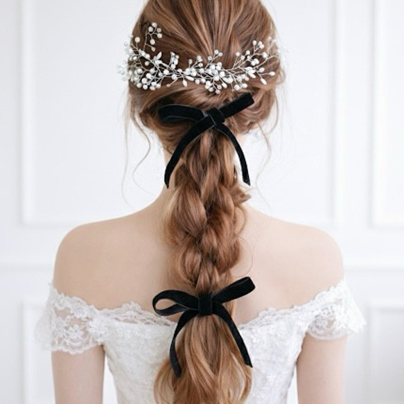 選べる ベロアリボン 2点➕ヘッドドレス セット / 結婚式 卒業式 成人