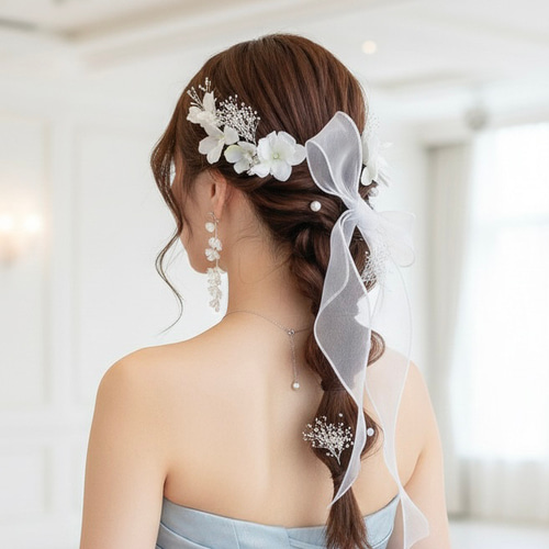 選べる ベロアリボン 2点➕ヘッドドレス セット / 結婚式 卒業式 成人