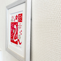 【再販】巳年の木版画 / 15cm角額入り / アート / インテリア 2枚目の画像