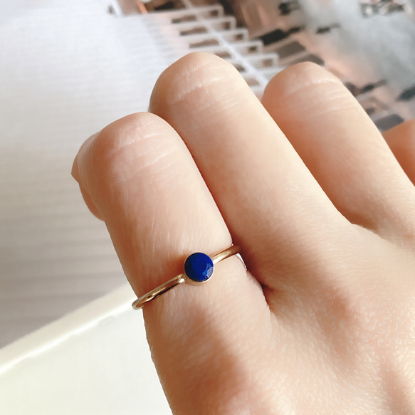 [14kgf] R53　ラピスラズリ　ベゼルリング 4枚目の画像