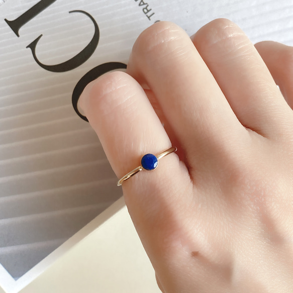 [14kgf] R53　ラピスラズリ　ベゼルリング 1枚目の画像