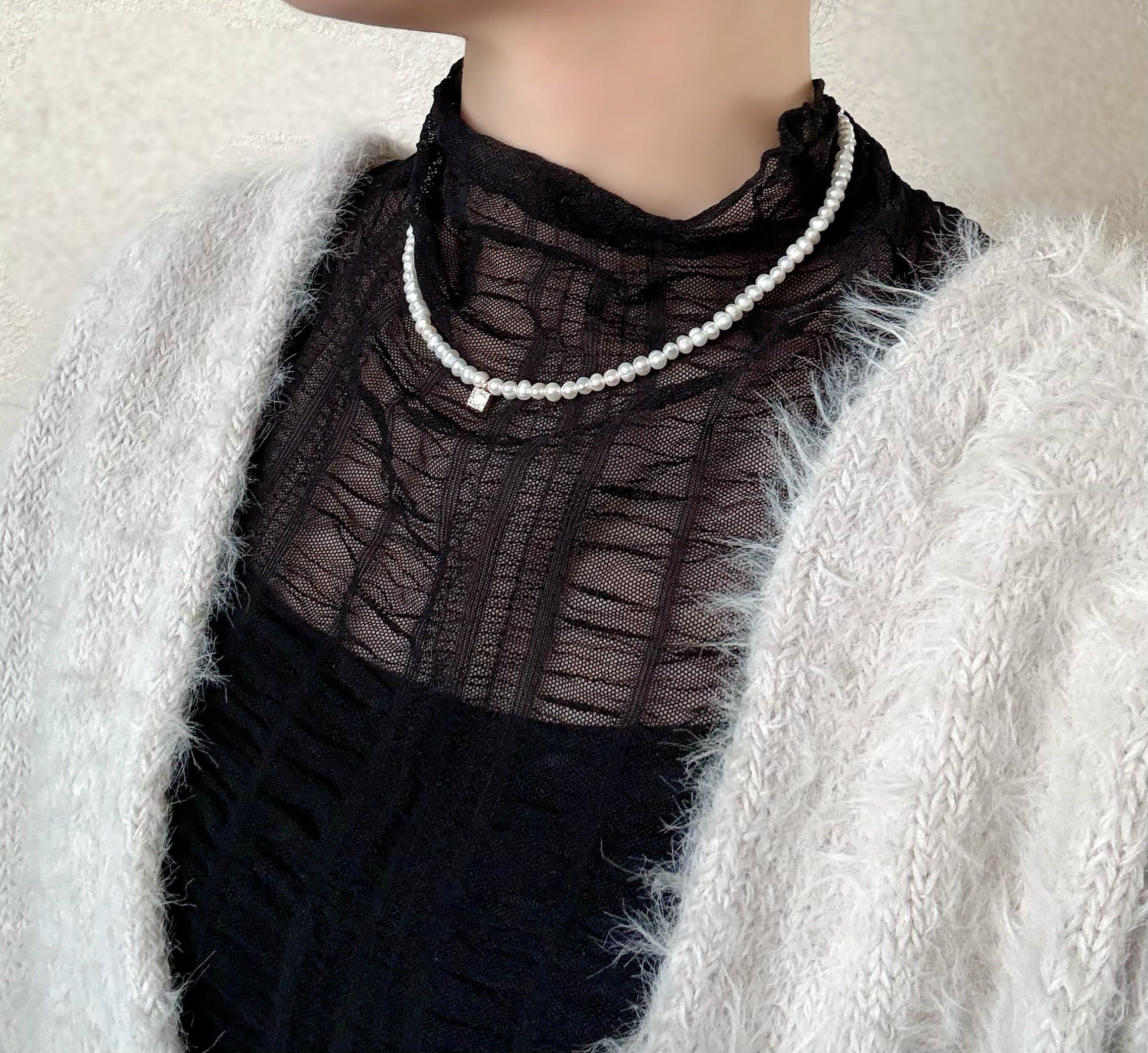 淡水パール&ジルコニアネックレス