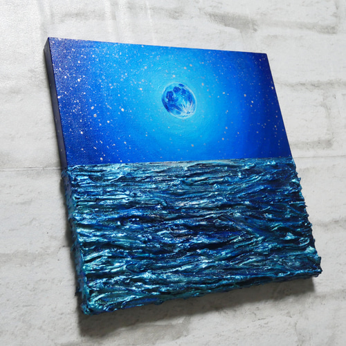油絵 油彩 油彩画 絵 絵画 【青い満月】 絵画 HR 通販