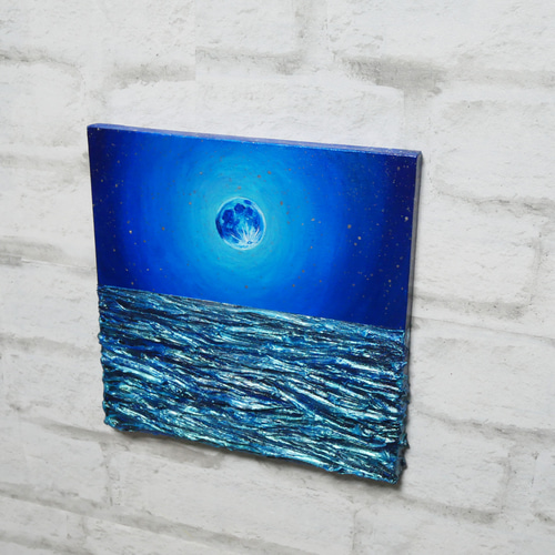 油絵 油彩 油彩画 絵 絵画 【青い満月】 絵画 HR 通販
