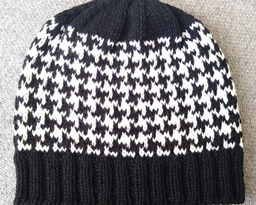 洗濯機で洗えるニットキャップ ビーニー 千鳥格子柄 ニット帽