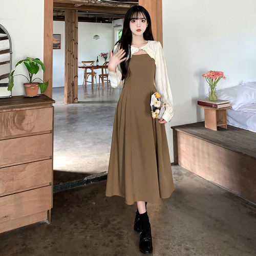 大きいサイズ レディース 秋 冬 ワンピース 新品 長袖 春 カーキ  