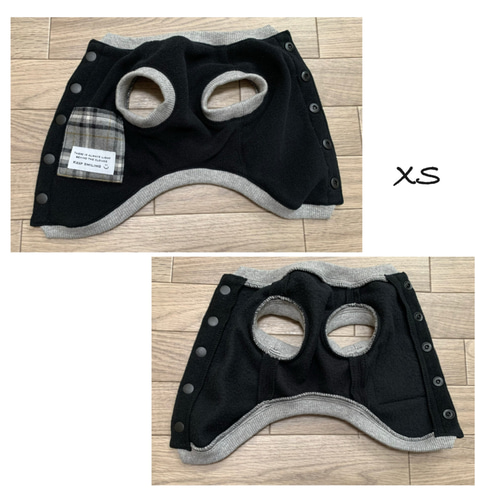 ハンドメイド犬服XSフリースふわふわ生地背中開きグレーポケット