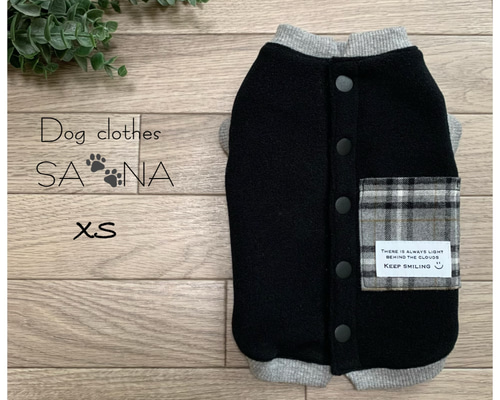 ハンドメイド犬服XSフリースふわふわ生地背中開きグレーポケット