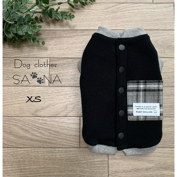 ハンドメイド犬服XSフリースふわふわ生地背中開きグレーポケット