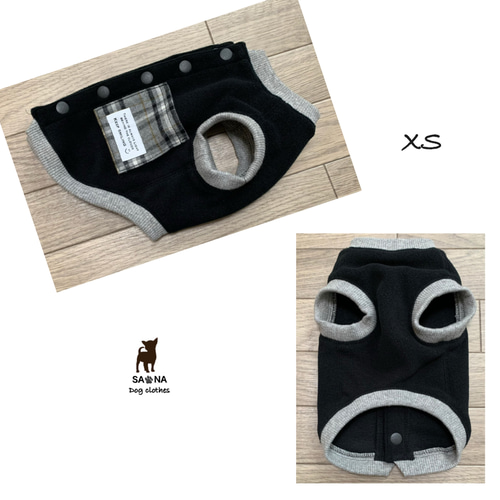 ハンドメイド犬服XSフリースふわふわ生地背中開きグレーポケット