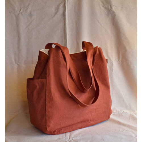 迦蓮　トートバッグ　ハンドメイド　ベージュ×ブラウン　ベルト付き ART BROWN トートバッグ メンズ 本革 横型 a4 ファスナー付き