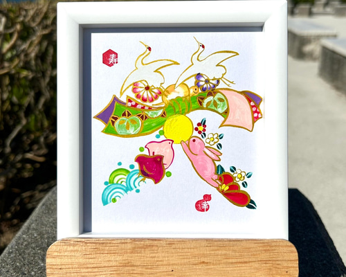 507126※額絵 吉祥 松に双鶴 額外寸約139×49 縁起物 507126※額絵 吉祥 松に双鶴 額外寸約139×49 縁起物