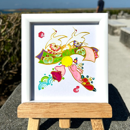 507126※額絵 吉祥 松に双鶴 額外寸約139×49 縁起物 507126※額絵 吉祥 松に双鶴 額外寸約139×49 縁起物