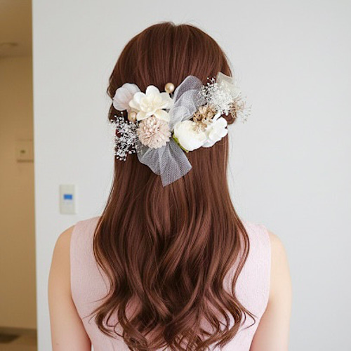 選べる ベロアリボン 2点➕ヘッドドレス セット/ 結婚式 卒業式 成人式