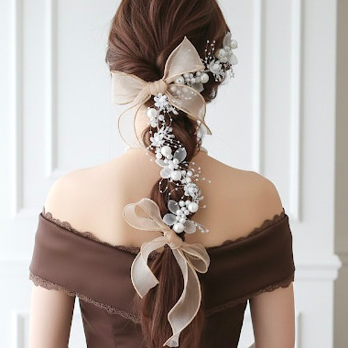 選べる ベロアリボン 2点➕ヘッドドレス セット/ 結婚式 卒業式 成人式