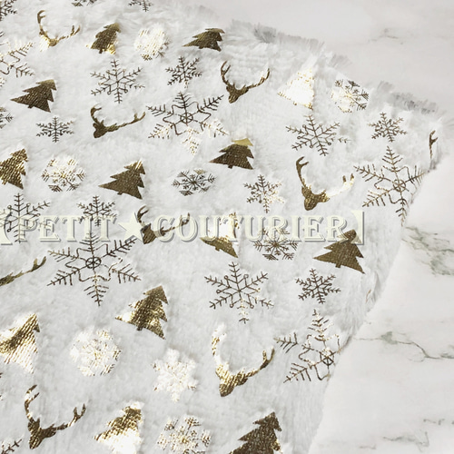 送料無料】 No.7065 クリスマス柄のファーニット 85×50 トナカイ