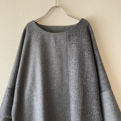 バイカラーのロングワンピース　グレー　即納 5枚目の画像