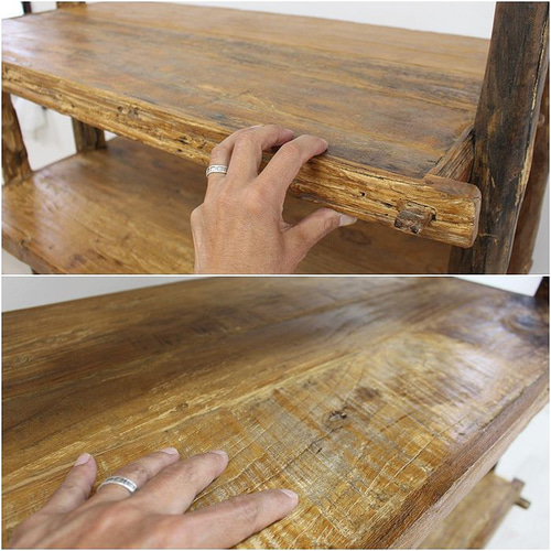 本棚 ブックシェルフ 木製ラック チーク 古材 古木 ディスプレイラック