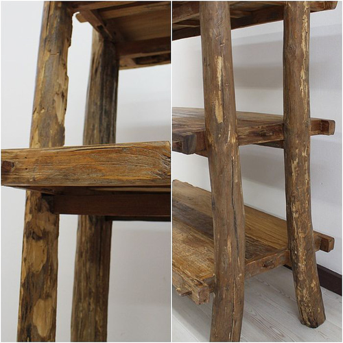 本棚 ブックシェルフ 木製ラック チーク 古材 古木 ディスプレイ