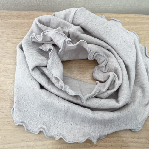 綿100%薄いグレージュダブルガーゼ手染めネックウォーマー日焼け止めに  