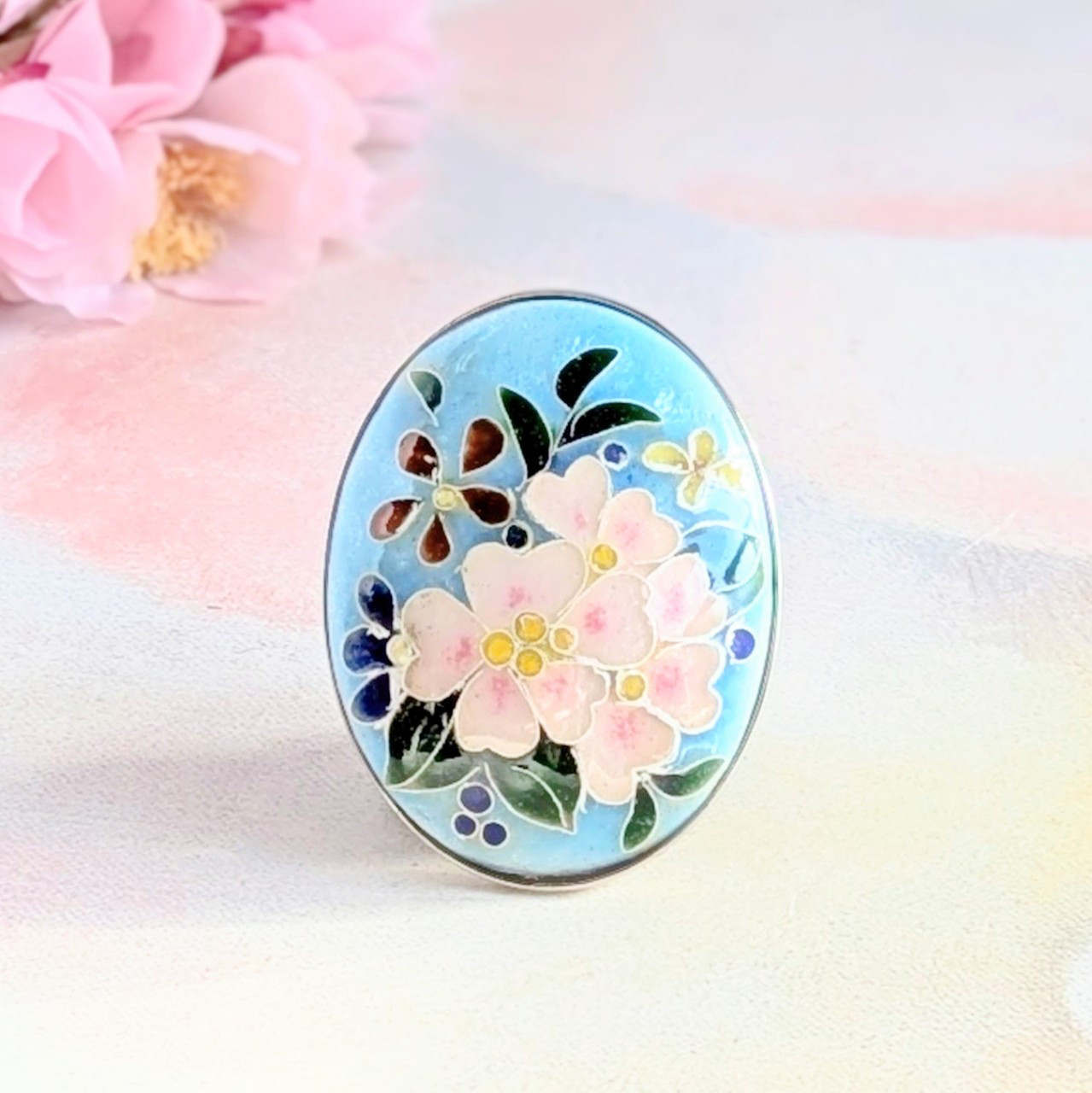 《特集掲載》＊一点限定＊彩華【有線・銀張七宝、2wayブローチ】198『Creema限定』