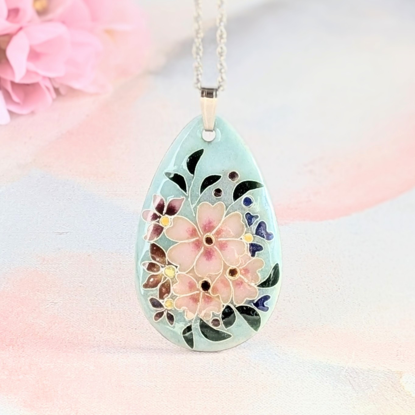 ＊一点限定＊五彩のブーケ｜一点限定【有線・銀張七宝、ペンダントヘッド】199『Creema限定』