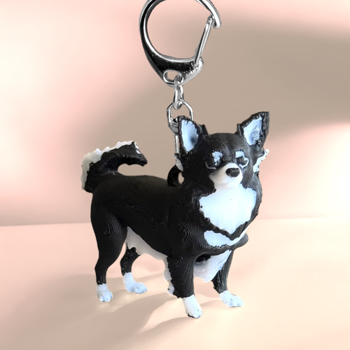 チワワ miniリアル3Dフィギュア/ミニチュア キーホルダー 1頭 バッグ