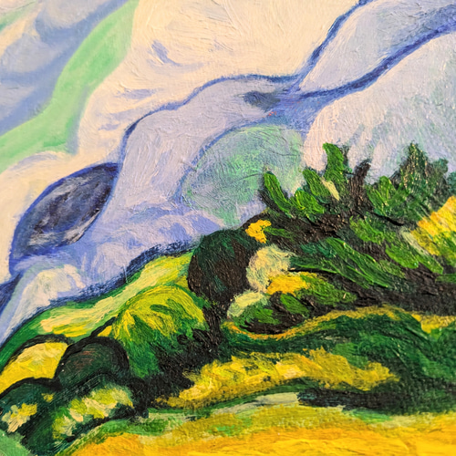 ゴッホの糸杉のある麦畑 油絵 絵画 たなか工房 通販 18670957