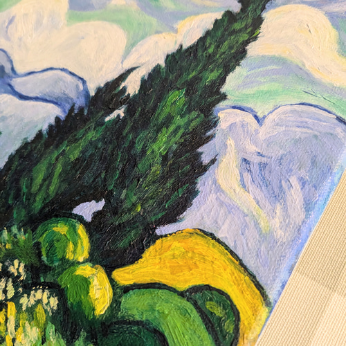 ゴッホの糸杉のある麦畑 油絵 絵画 たなか工房 通販 18670957