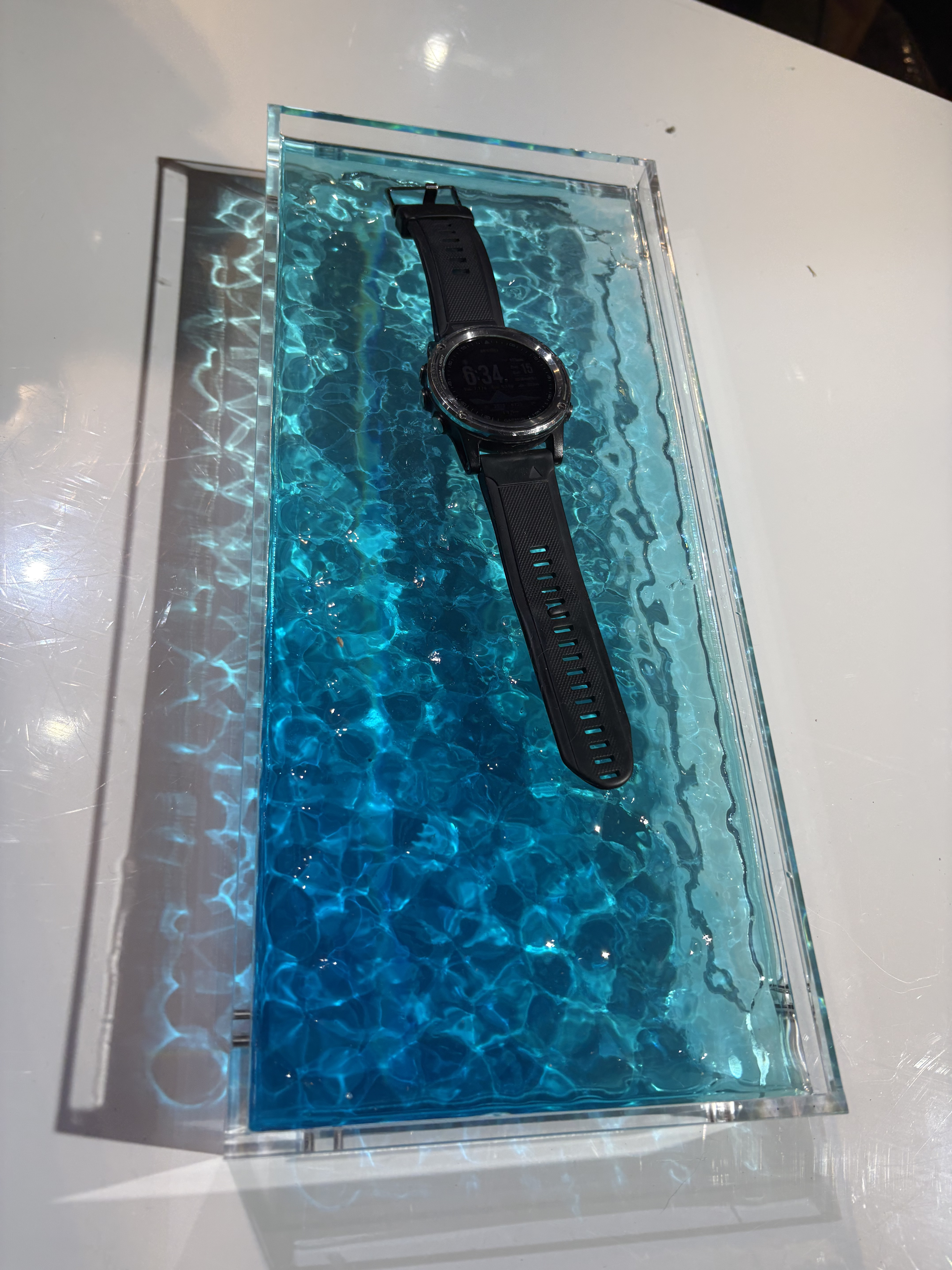 新作　波紋トレイ　Lサイズ小物置き　リモコン　時計　眼鏡置きシンプル　青い水面と水紋