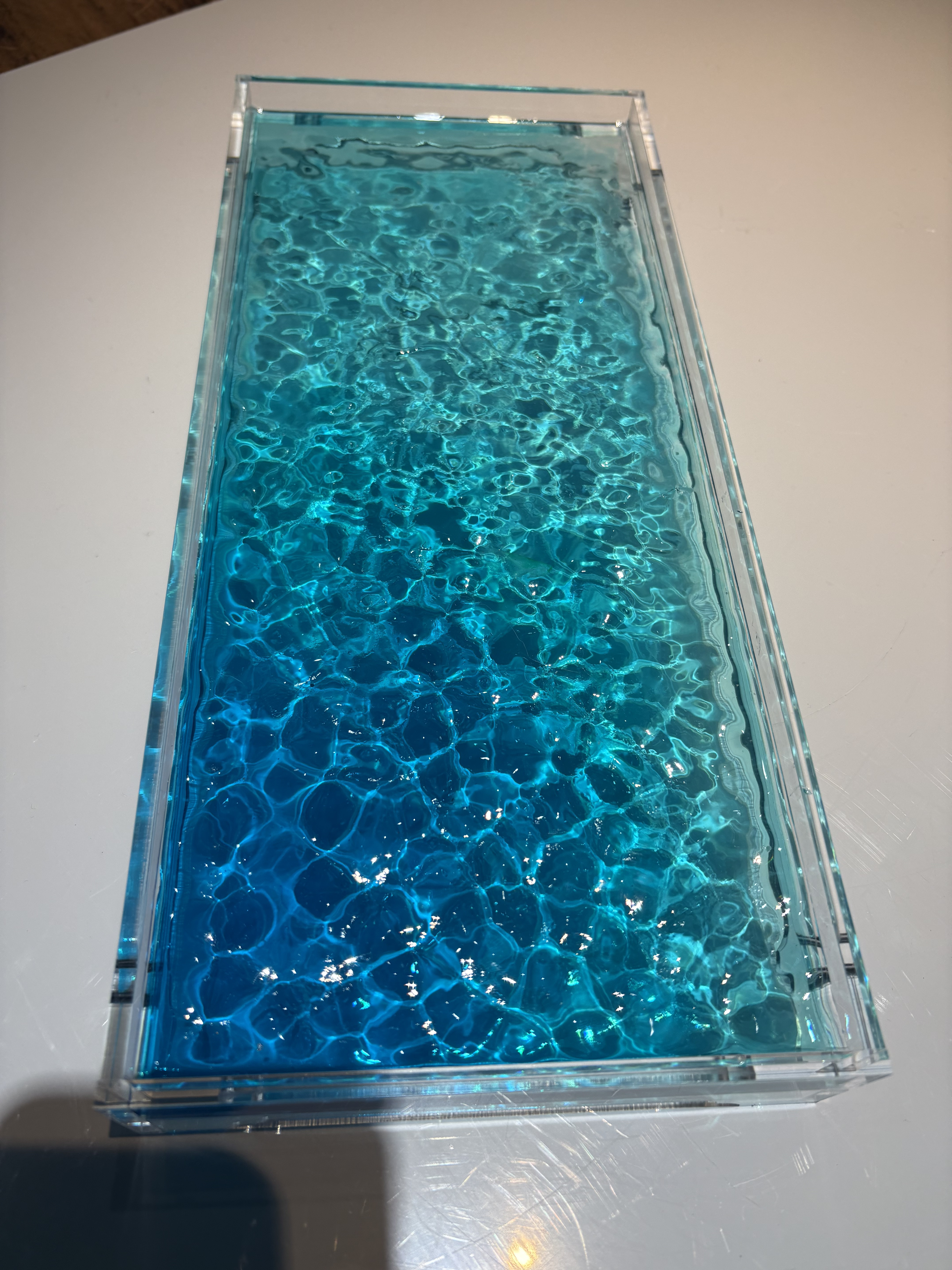 新作　波紋トレイ　Lサイズ小物置き　リモコン　時計　眼鏡置きシンプル　青い水面と水紋