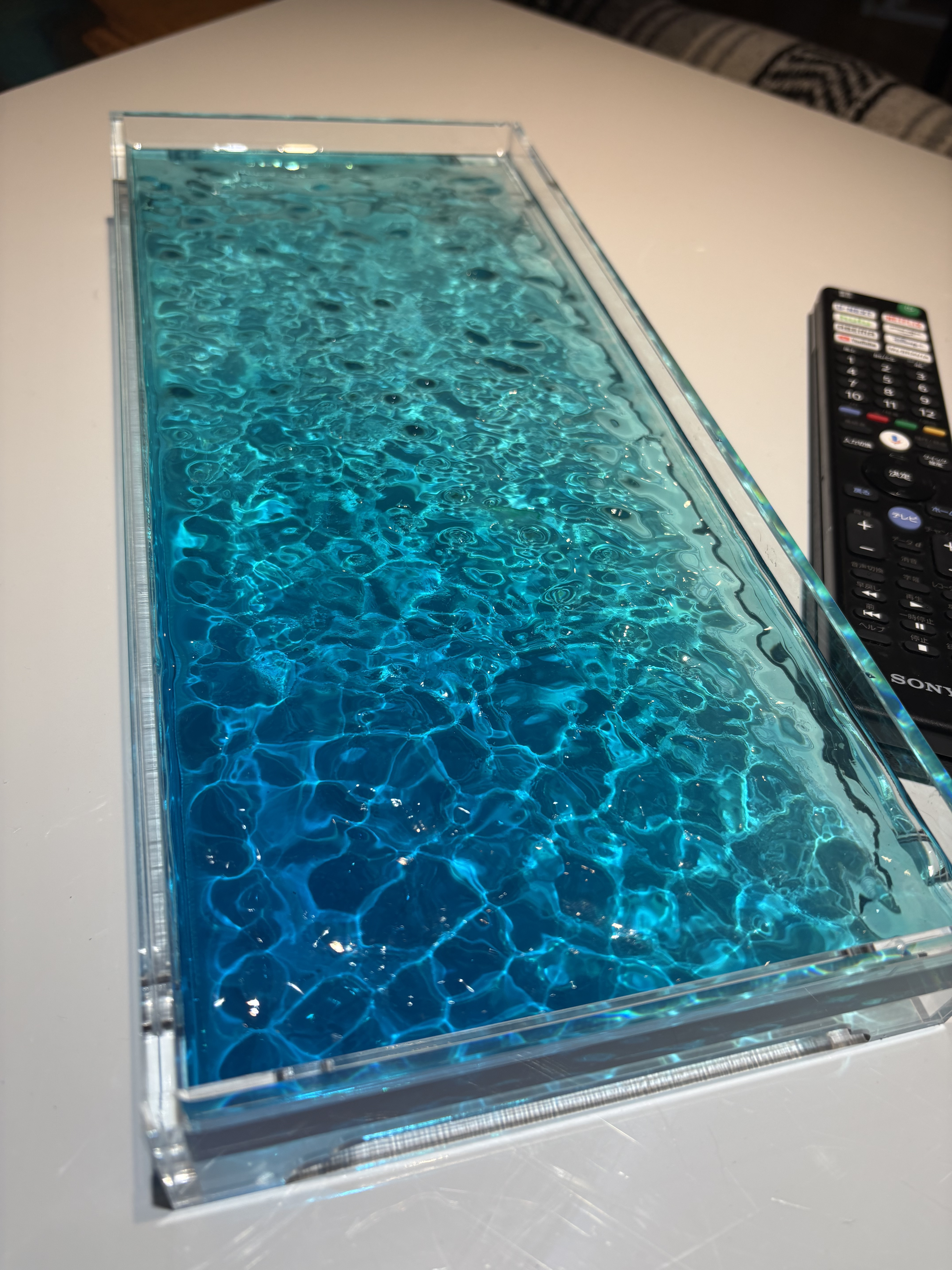 新作　波紋トレイ　Lサイズ小物置き　リモコン　時計　眼鏡置きシンプル　青い水面と水紋