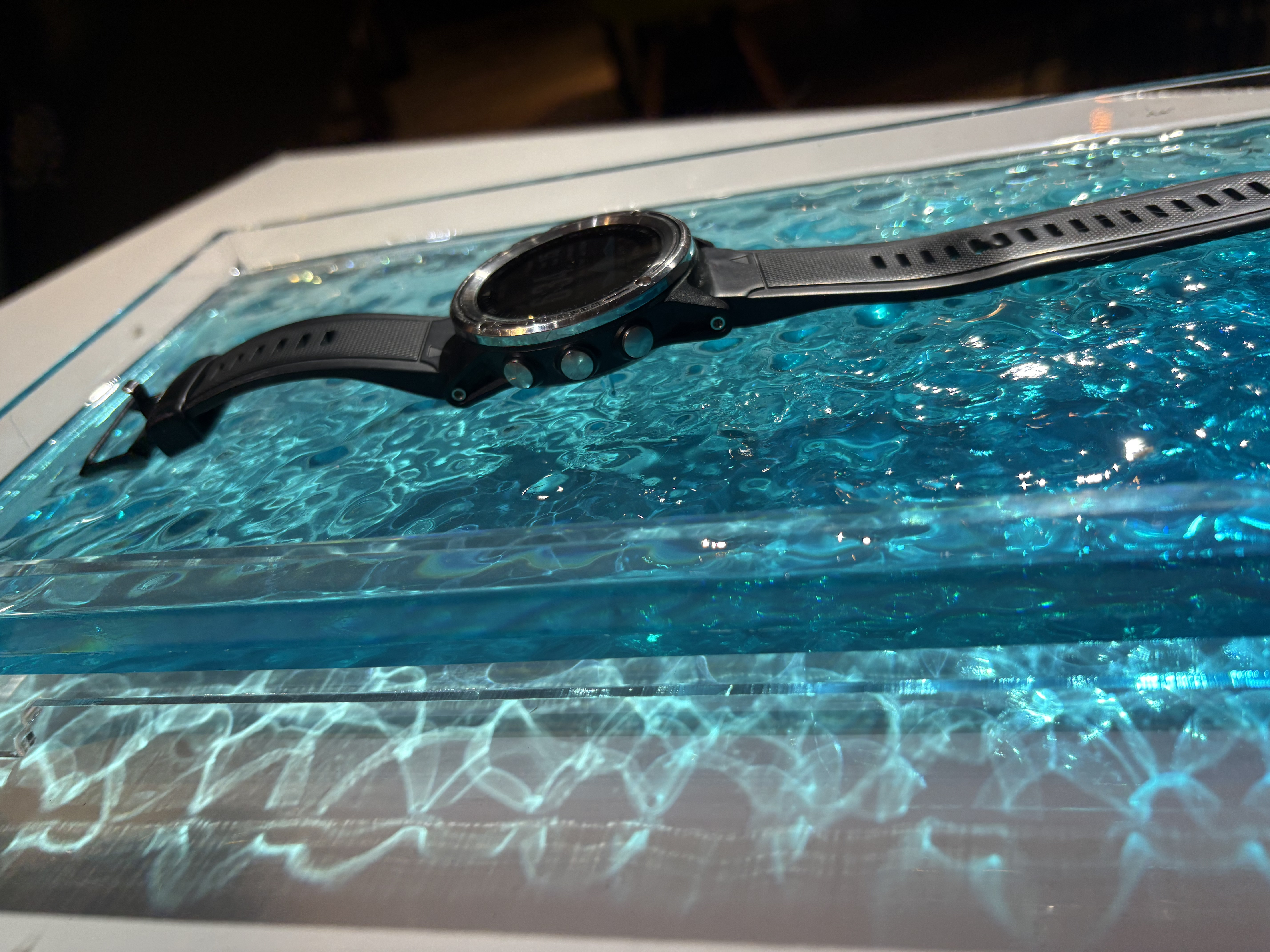 新作　波紋トレイ　Lサイズ小物置き　リモコン　時計　眼鏡置きシンプル　青い水面と水紋