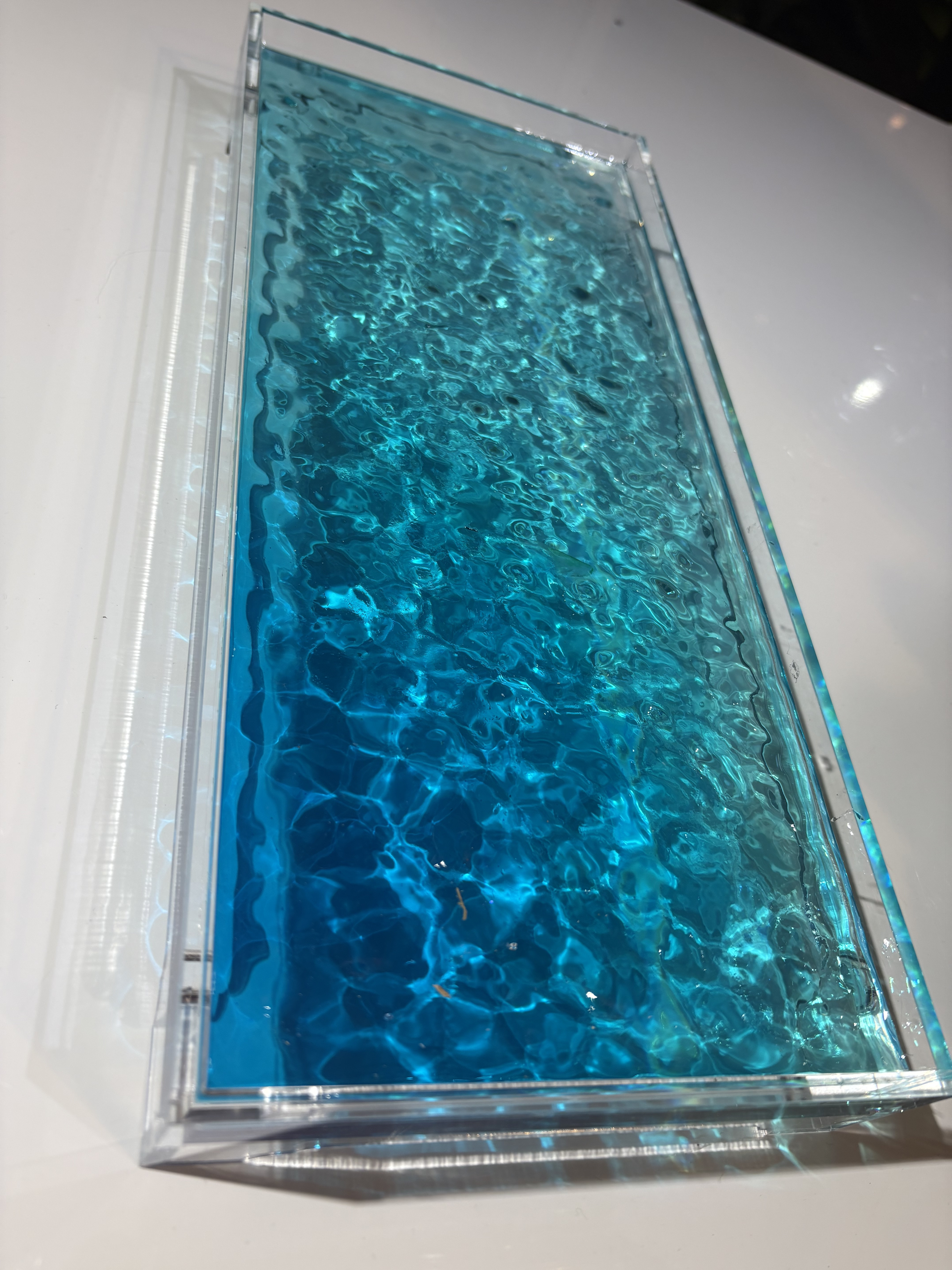 新作　波紋トレイ　Lサイズ小物置き　リモコン　時計　眼鏡置きシンプル　青い水面と水紋