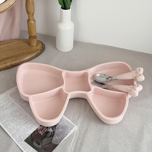 リボン プレート 食器5点セット 離乳食 出産祝い ベージュ ベビー用